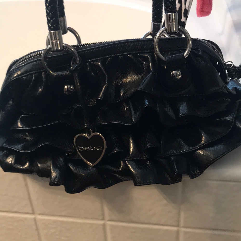Black Bebe ruffle purse